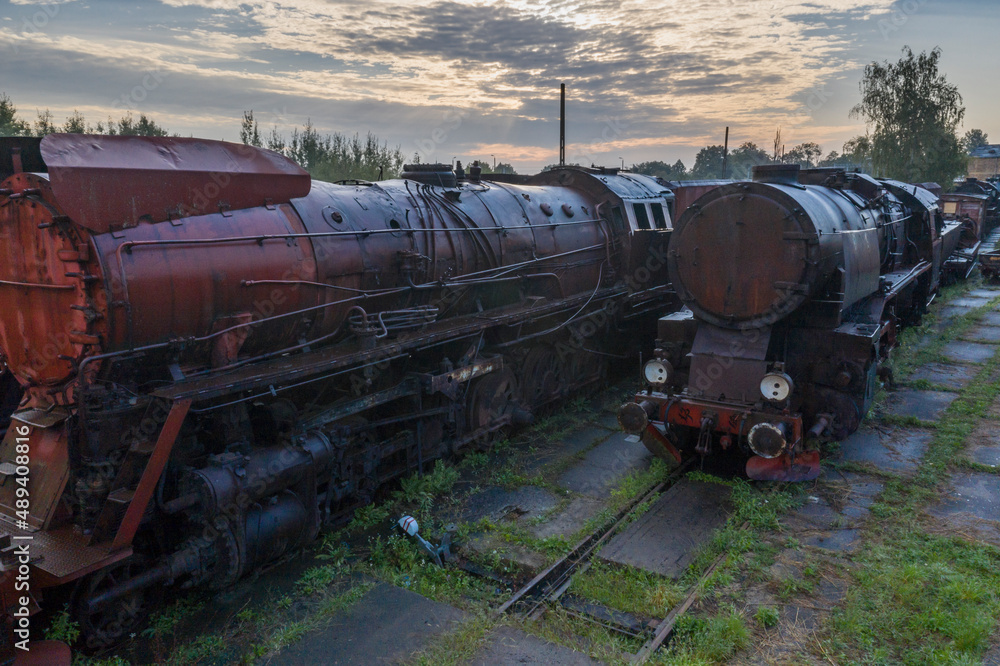 Fototapeta premium Landscape of industry: mine factories smelters railway 