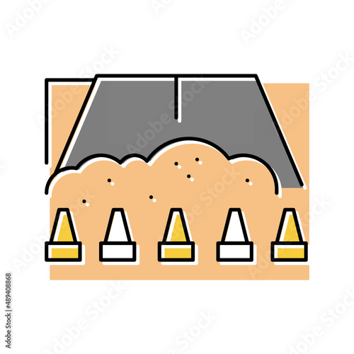 closed road for reconstruction color icon vector illustration