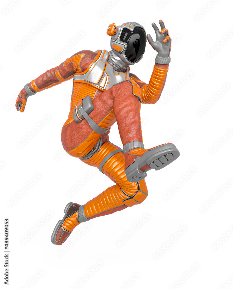 astronaut explorer is jumping up astronaut explorer is jumping up