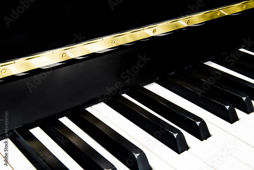 piano keys on black