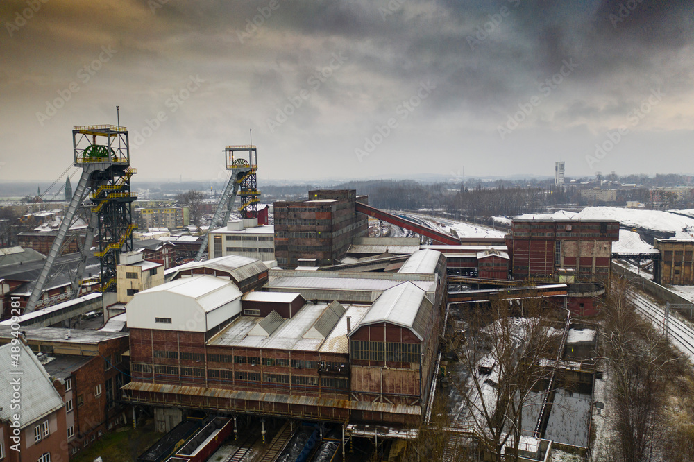 Fototapeta premium Landscape of industry: mine factories smelters railway