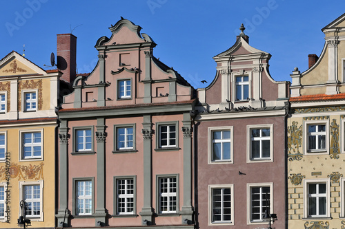 Renaissance facades on the central market square in Poznan, Poland