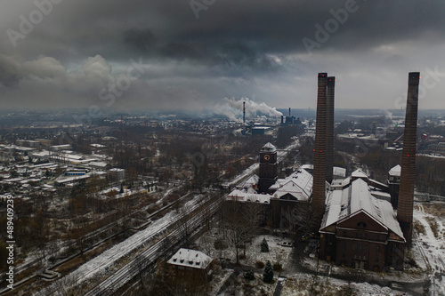 Landscape of industry: mine factories smelters railway 