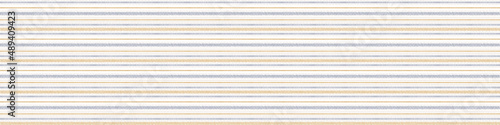 Seamless French country kitchen stripe fabric border print. Blue yellow white horizontal striped background. Batik dye provence style rustic woven cottagecore textile. 