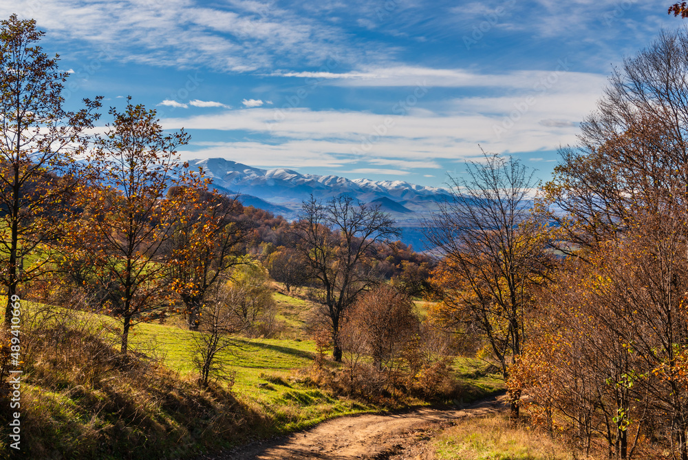 Fabulous autumn landscape with amazing clouds, Armenia