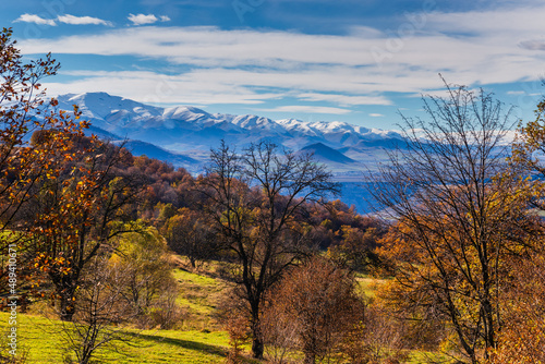 Fabulous autumn landscape with amazing clouds  Armenia