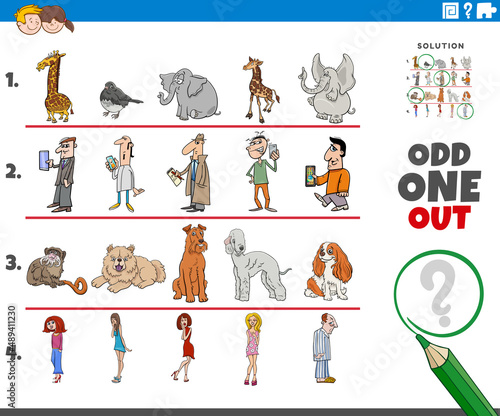 odd one out task with cartoon characters