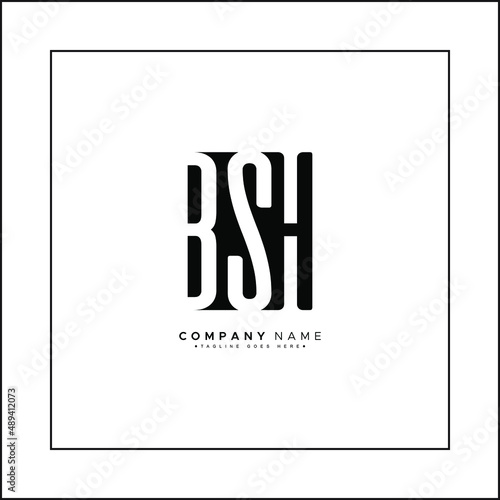 Vector Logo Template for Initials BSH - Simple Alphabet Letters Logo photo