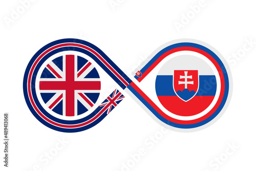 unity concept. english and slovak language translation icon. vector illustration isolated on white background