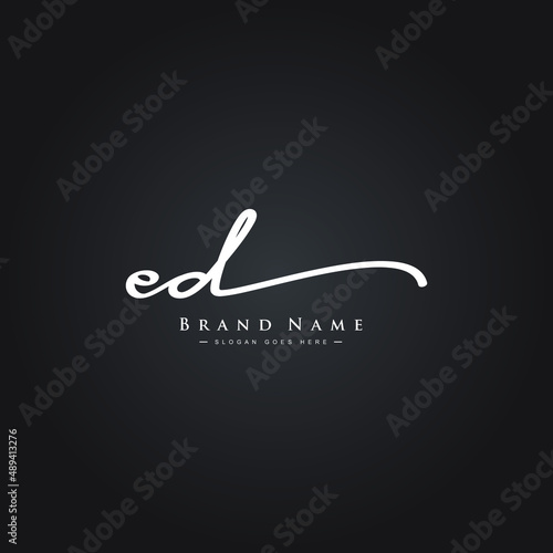 Initial Letter ED Logo - Hand Drawn Signature Logo