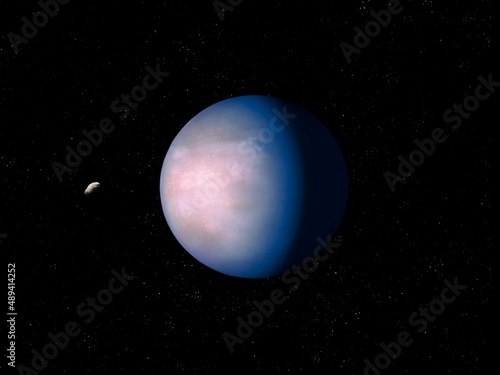 A beautiful distant exoplanet, a planet with a solid surface and a breathable atmosphere. Earth's twin found near alien star. 