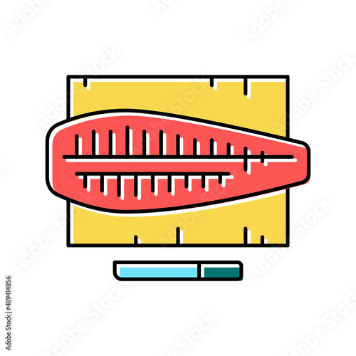 butchering tuna fish color icon vector illustration