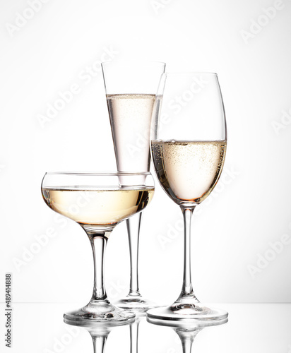 Three champagne glasses