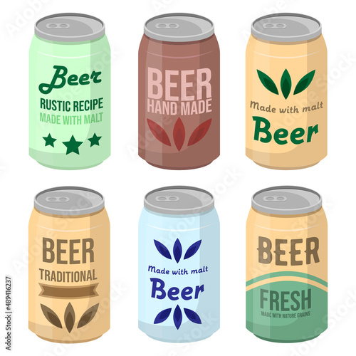 Illustration set of cans beer drink alcoholic concept vector template