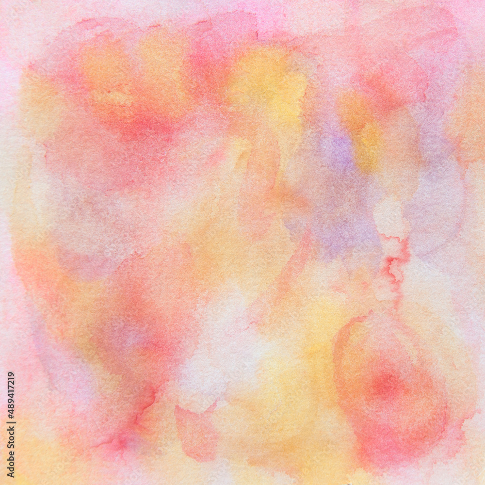 Fototapeta premium Warm color watercolor background, a pretty handpainted digital paper texture pattern.