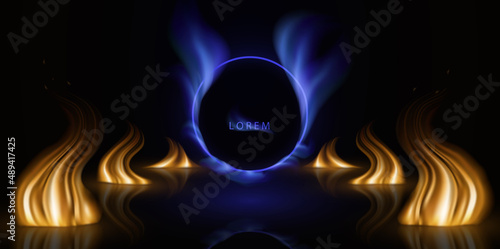 Background lorem circle flame black business