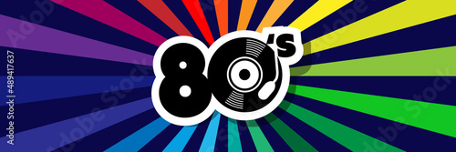 Eighties on radial stripes background	