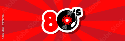 Eighties on radial stripes background	