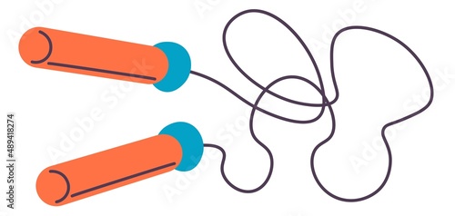 Jumping or skipping rope, sports equipment vector