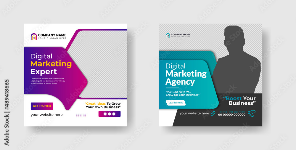 digital business marketing banner for social media post template
