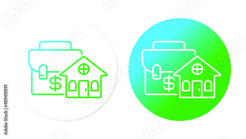 briefcase with dollar icon, investment, house. Gradient icons