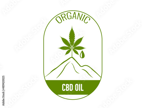 organic CBD oil label vector illustration