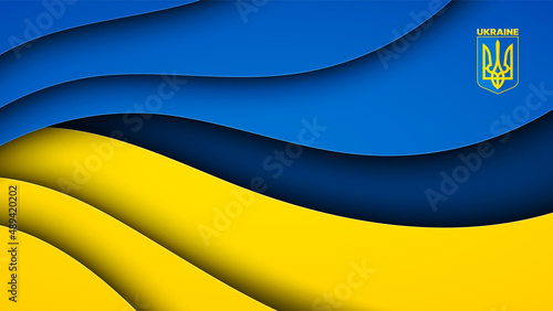 Ukrainian wavy blue and yellow background. Vector illustration of abstract flag and national symbol of Ukraine for your design