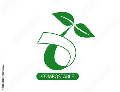 compostable icon, logo vector illustration 