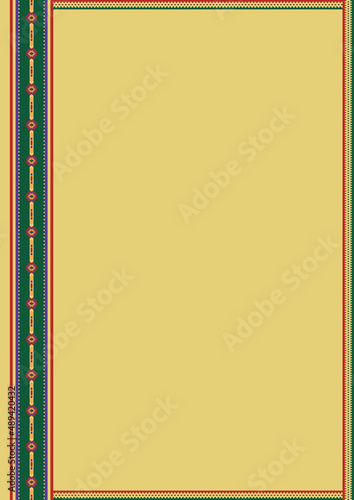 Ethnic tribal pattern background with copy space for text. Traditional mexican textile pattern. Folk design for greeting card, brochure, menu, flier, banner.
