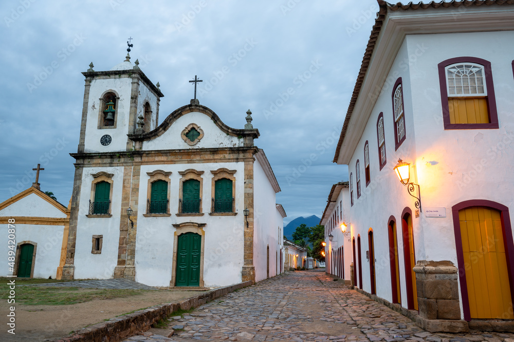 Downtown in the streets of the historic center of Paraty RJ Brazil.