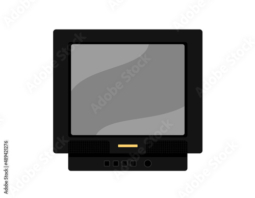 Retro TV from 90s isolated. Black television with blank screen. Vintage TV box. Vector flat object illustration