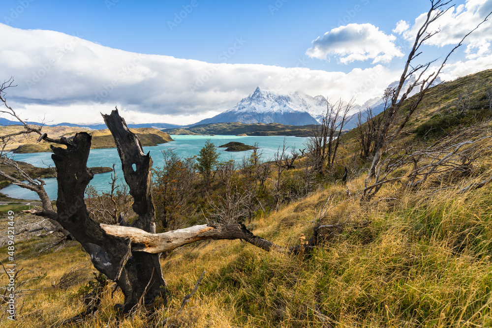Lago del Pehoe in Torres del Paine national park, Patagonia, Chile.