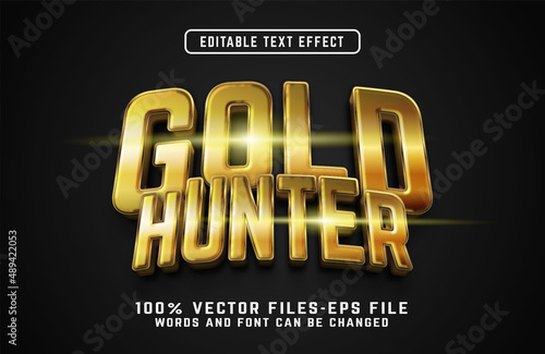 gold hunter 3d text effect premium vectors