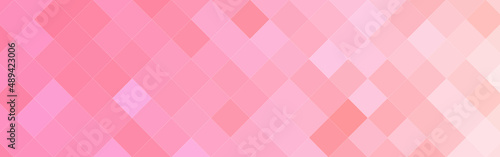 Abstract orange and pink gradient diagonal square mosaic banner background. Vector illustration.