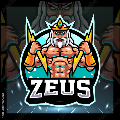 zeus mascot. esport logo badge