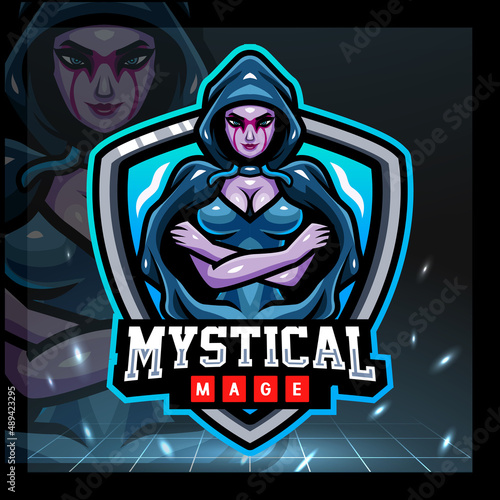 mystical mage mascot. esport logo badge