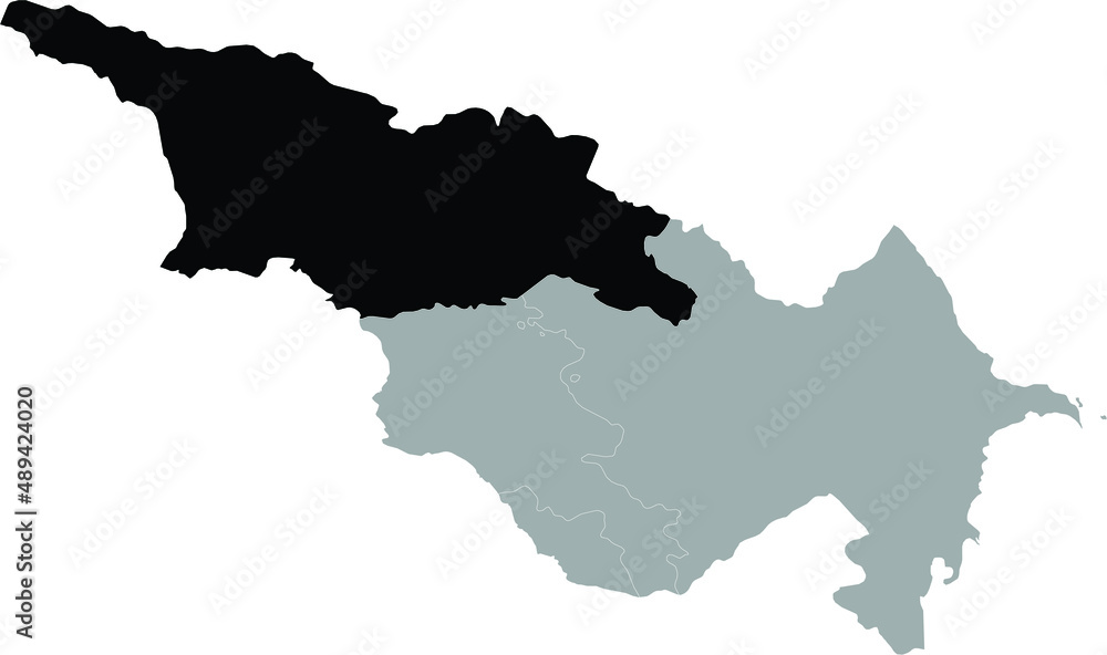 Black Map of Georgia within the gray map of Caucasus countries