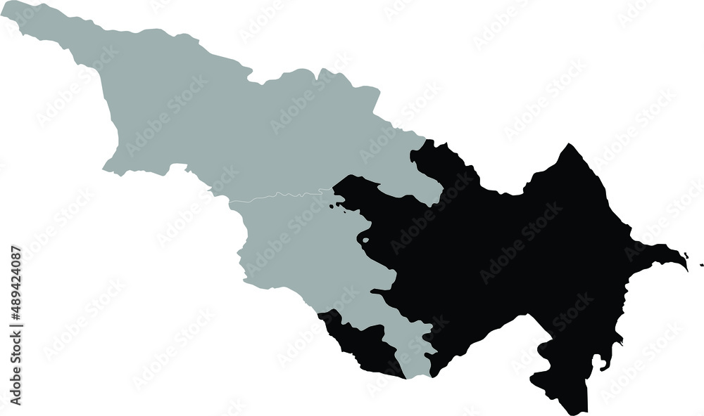 Obraz premium Black Map of Azerbaijan within the gray map of Caucasus countries
