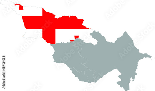 Map of Georgia with national flag within the gray map of Caucasus countries