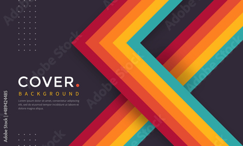 Colourful abstract retro lines cover background