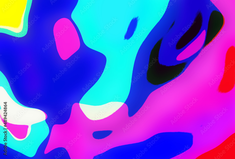 Naklejka premium 青やピンク主体の切り絵風色面模様