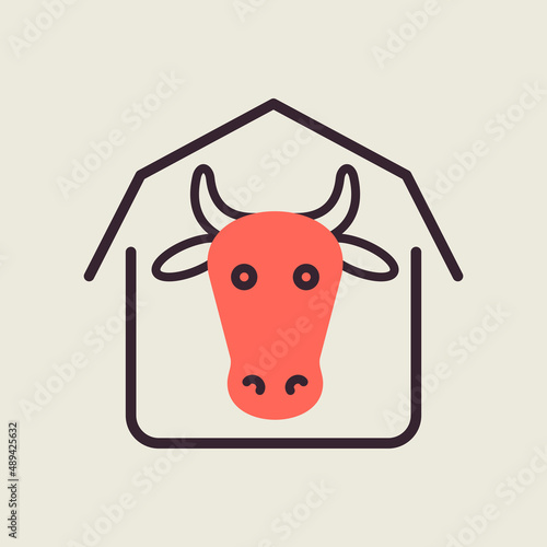 Cowshed vector icon. Farm animal sign