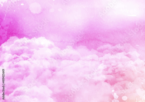 Watercolour style sugar cotton candy clouds background