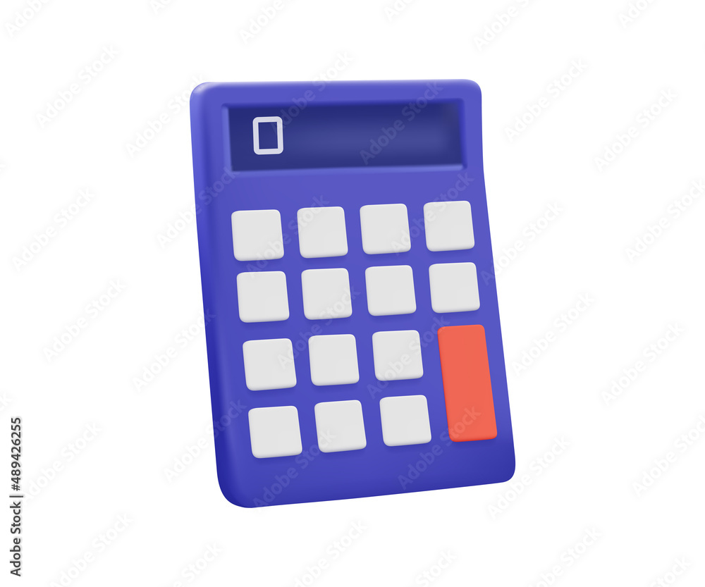 Calculator, math device. Financial analytics, bookkeeping, budget, debit, credit calculations concept. 3d vector icon. Calculator, math device. Financial analytics, bookkeeping, budget, debit, credit calculations concept. 3d vector icon.
