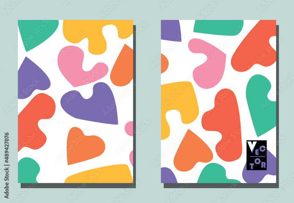 Two covers with abstract shapes. Colorful print for flyers; banners.