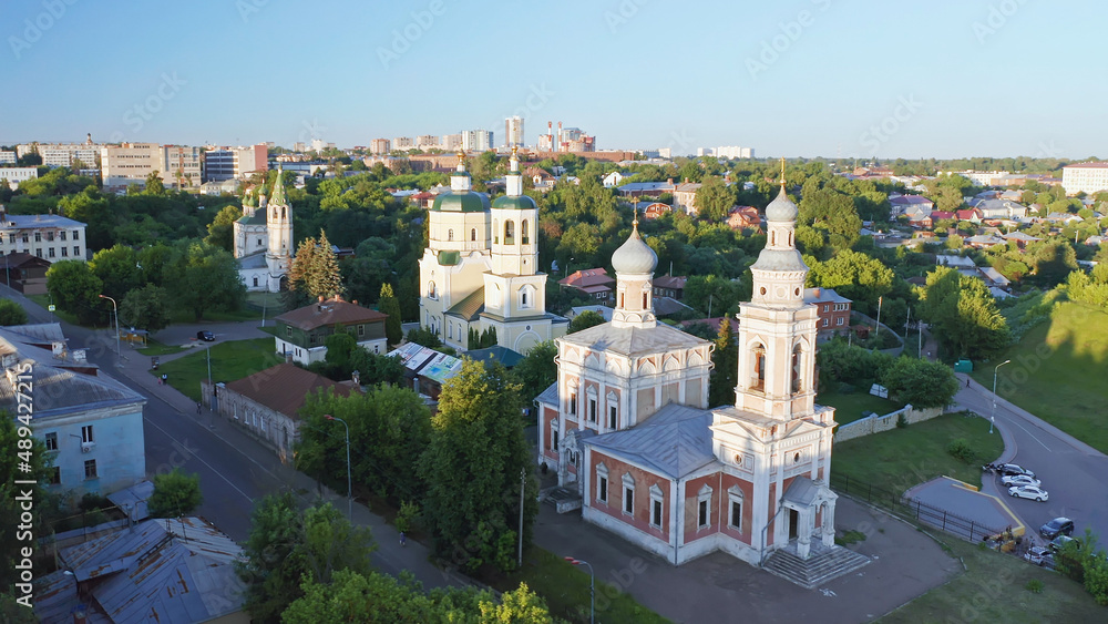 Church of All Saints Serpukhov, Beautiful summer aerial footage, cities of Russia