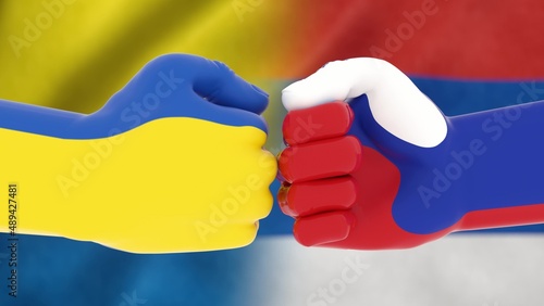 Concept of war between Ukraine and Russia. Russian invasion into Ukraine. 3d rendering