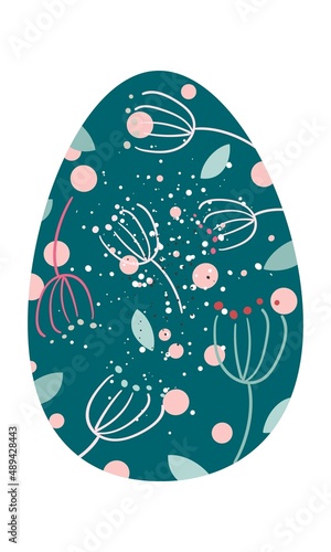 easter egg; blue; pattern; floral decoration; print; oval; circle; twig; colorful; flat; illustration; pink; dot; clipart; cartoon; element; food; protein; calcium; decorative; naive style