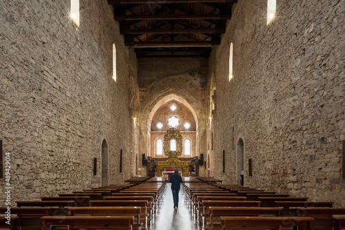 San Giovanni in Fiore, Cosenza district, Calabria, Italy, Europe, Florense abbey, interior of the Abbey in bare stone
