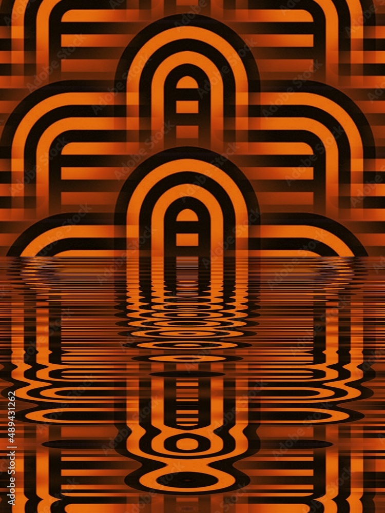 © john - copper gold coloured curved shapes on a black background making diverse patterns and water reflection and rippled designs © john - copper gold coloured curved shapes on a black background making diverse patterns and water reflection and rippled designs